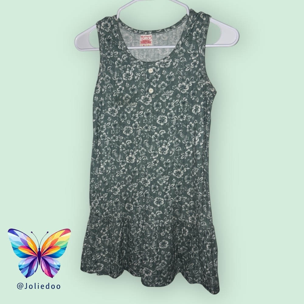 Floral Green Kids Dress Medium